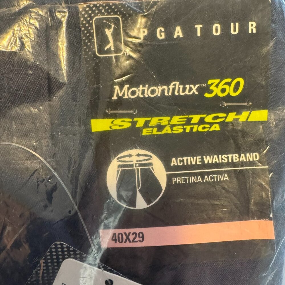 PGA TOUR Motionflux 360 Stretch Pants Black Iris 40x29 Active Waistband NEW